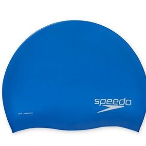 Speedo Silicone Swim Cap Adult OS Sapphire Blue Competition Meets Pool Pro NWT
